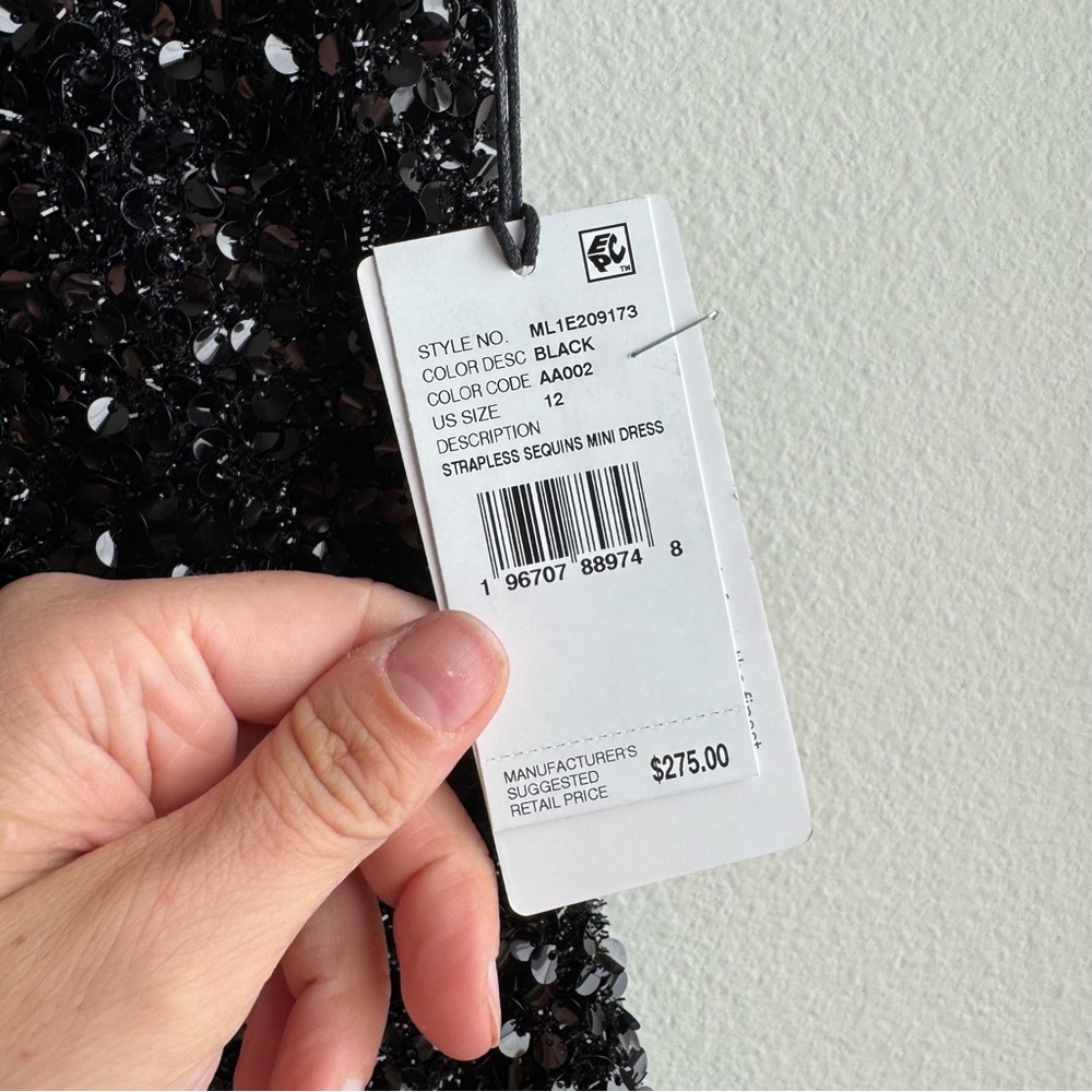 NWT Liv Foster Black Sequined Sleeveless Mini Dress size 12 - Picture 3 of 5